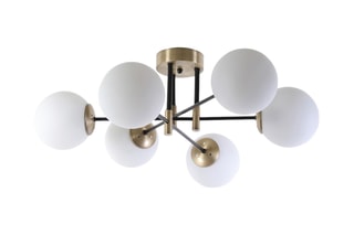Plafondlamp - Goudkleurig en Zwart - 6 x 60 W