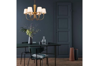 Hanglamp - Wit en Goudkleurig - 6 x 40 W