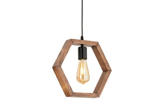 Candeeiro suspenso em madeira de cárpea Geometrik Ahsap Sarkit - Natural e preto