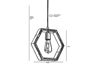 Candeeiro suspenso em madeira de cárpea Geometrik Ahsap Sarkit - Natural e preto
