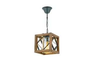 Candeeiro suspenso Zikzak - Natural e preto - 60 W