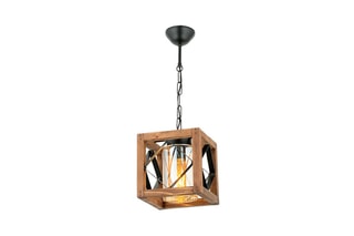 Candeeiro suspenso Zikzak - Natural e preto - 60 W
