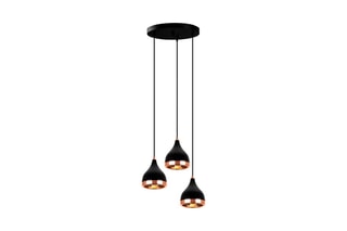 Candeeiro suspenso Yildo - Preto e acobreado - 3 x 60 W
