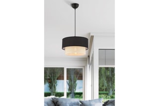 Candeeiro suspenso Echo - Preto e cru - 45 - 60 W