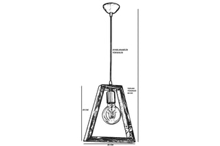 Candeeiro suspenso em madeira de charme - Natural e preto - 60 W