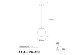 Candeeiro suspenso - Dourado - 40 W