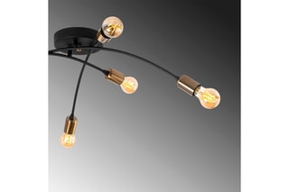 Candeeiro de teto Banana - Preto e dourado - 6 x 40 W