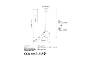 Hanglamp Luminar - Zwart - 10 W