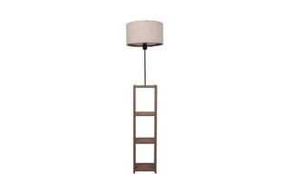 Candeeiro de pé com prateleira em madeira AYD-3150 Natural e branco