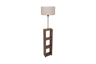 Candeeiro de pé com prateleira em madeira AYD-3150 Natural e branco