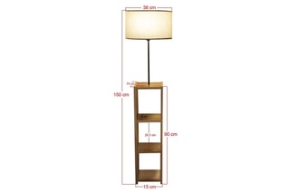 Candeeiro de pé com prateleira em madeira AYD-3150 Natural e branco