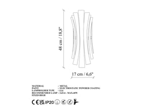 Aplique de parede Linea - Dourado - 2 x 40 W