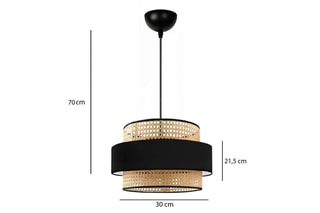 Candeeiro suspenso ajustável em rotim - Preto - 40 W