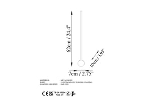 Aplique de parede LED Kurt Dourado
