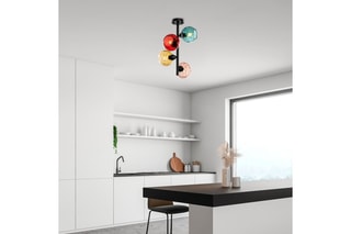 Candeeiro suspenso Benek - Preto e vermelho - 4 x 40 W