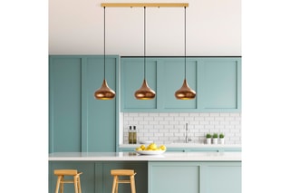 Candeeiro suspenso Muba - Preto e dourado rosa - 3 x 40 W