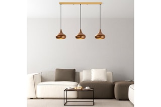 Candeeiro suspenso Muba - Preto e dourado rosa - 3 x 40 W