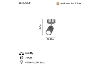 Candeeiro de teto Legno - Dourado - 7 W