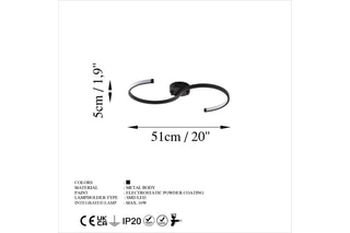 Candeeiro de teto LED Es - Preto