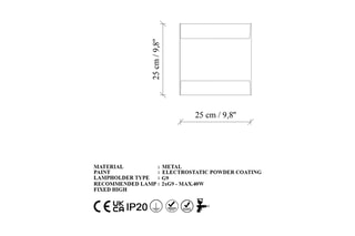 Aplique de parede Bera - Preto - 2 x 10 W