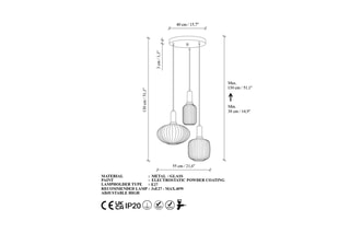 Candeeiro suspenso Asker - Dourado - 3 x 40 W