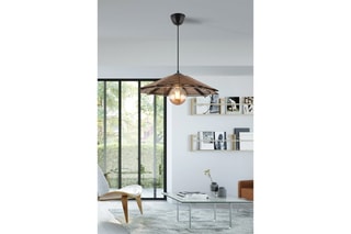 Candeeiro suspenso em madeira - Natural e preto - 60 W
