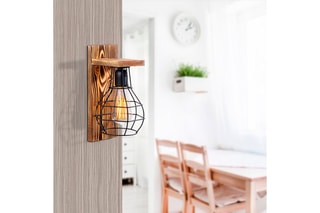 Aplique de parede Erebos - Natural - 100 W - Em madeira