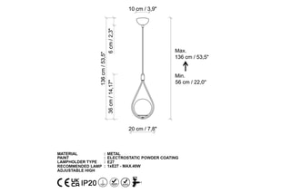 Candeeiro suspenso Mudoni - Dourado e preto - 40 W