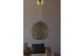 Candeeiro suspenso DL350 Bege e dourado