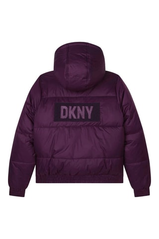 Dubbelzijdige gewatteerde jas met capuchon - Paars en Zwart - DKNY