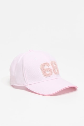 Boné em veludo - Rosa e branco