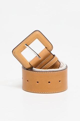 Cinto em couro - Camel e branco