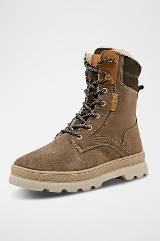 Botins forrados em couro - Caqui