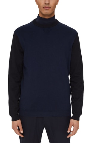 Camisola em algodão biológico e lã Azul-marinho