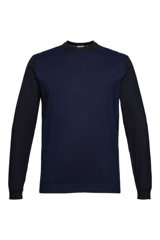 Camisola em algodão biológico e lã Azul-marinho
