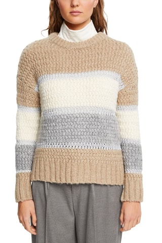 Pull en laine Camel et gris