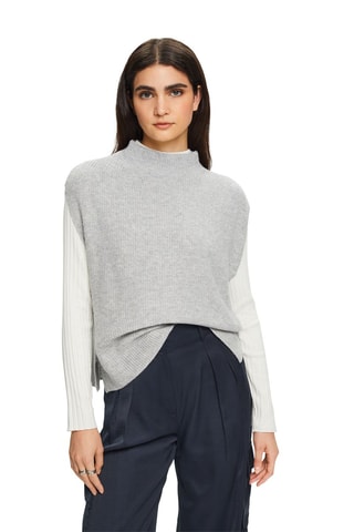 Pull sans manches en laine et cachemire - Gris clair chiné