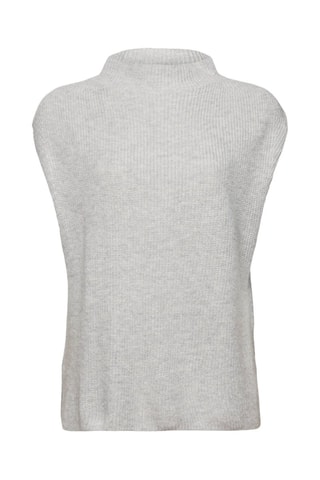 Pull sans manches en laine et cachemire - Gris clair chiné