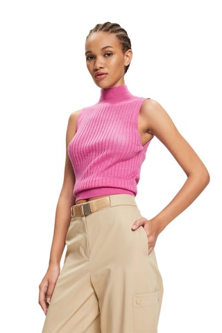 Pull sans manches en laine - Rose