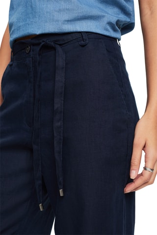 Pantalon taille haute en lin - Bleu marine