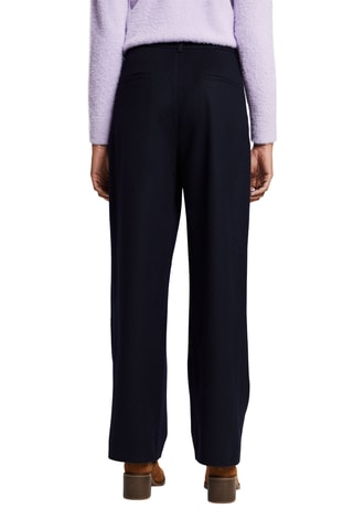 Pantalon en laine et cachemire taille haute - Bleu marine