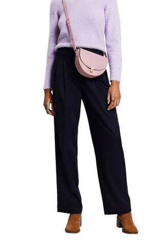 Pantalon en laine et cachemire taille haute - Bleu marine