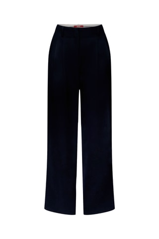 Pantalon en laine et cachemire taille haute - Bleu marine