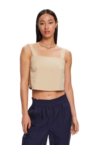 Crop top em linho - Bege