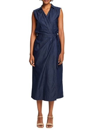Robe portefeuille en jean - Bleu marine
