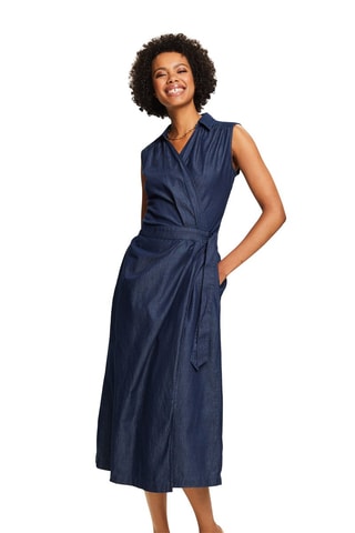 Robe portefeuille en jean - Bleu marine