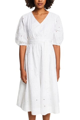 Vestido midi em algodão biológico - Branco