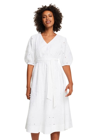 Vestido midi em algodão biológico - Branco