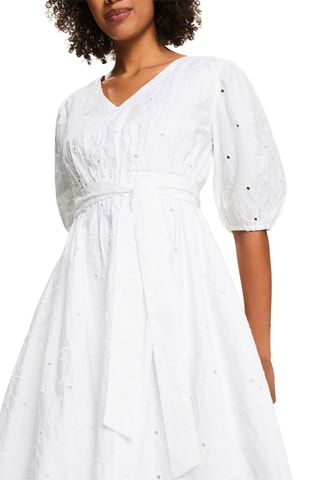 Vestido midi em algodão biológico - Branco