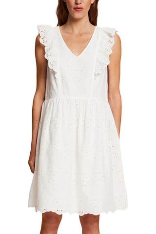 Robe patineuse en broderie anglaise et coton biologique - Blanc